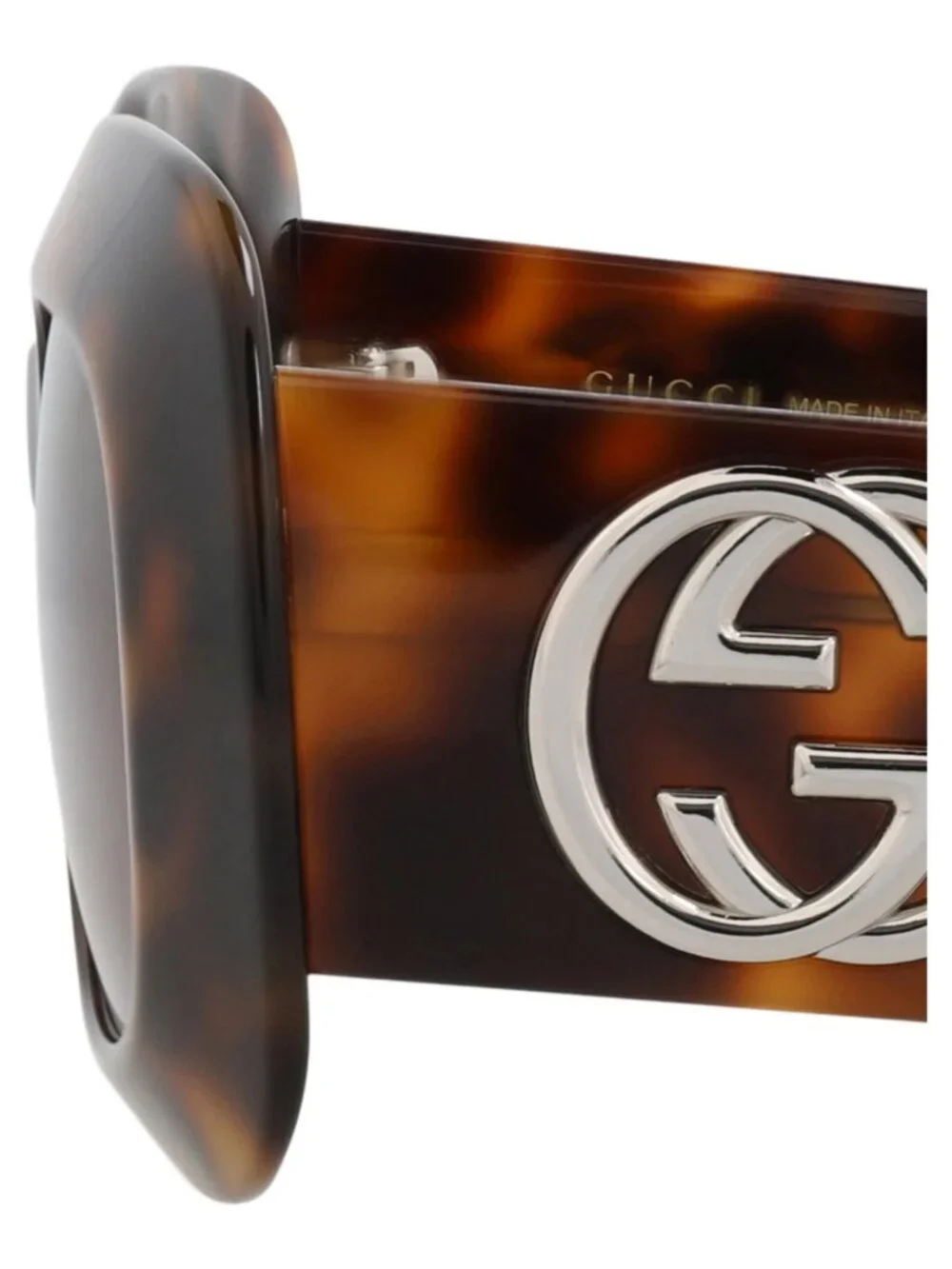 New Gucci Women's Sunglasses Square Rectangle Recycled Acetate Frame Havana